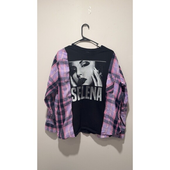 Reworked Upcycle Grunge Oversize Selena Flannel Sweater M/L - Picture 1 of 3